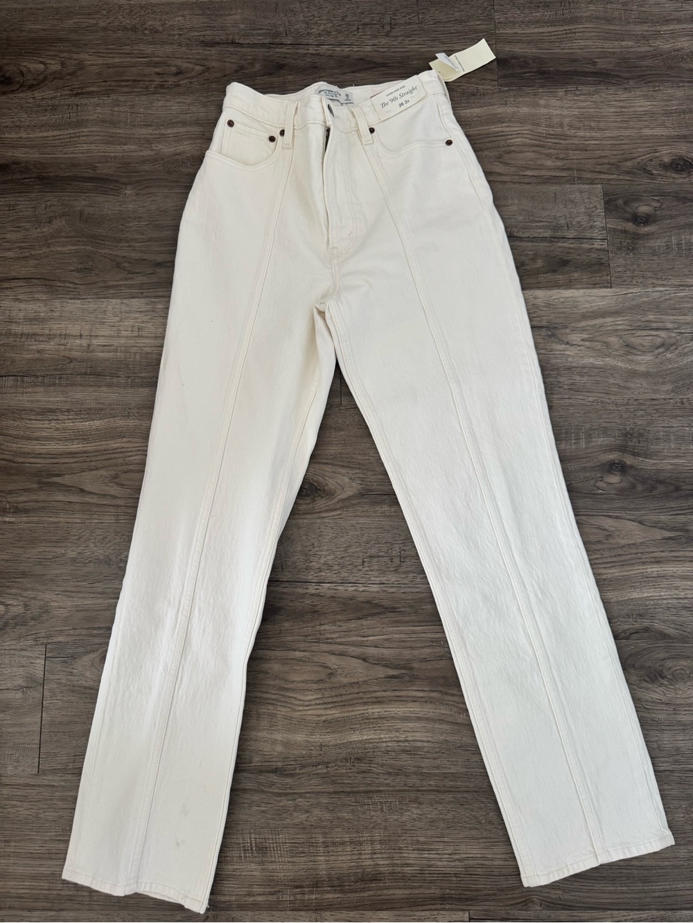 A&F High-Rise White Women's Jeans — Classic Straight Leg